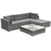5 Piece Garden Lounge Set with Cushions Poly Rattan Gray(D0102HEJ98G)