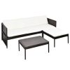 3 Piece Garden Lounge Set with Cushions Poly Rattan Brown(D0102HEJE4G)