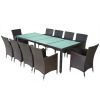 11 Piece Outdoor Dining Set with Cushions Poly Rattan Brown(D0102HEJSZU)