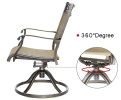 3 Piece Bistro Set, Cast Aluminum Dining Table Swivel Rocker Chairs Outdoor Patio Furniture(D0102HEVNN7)
