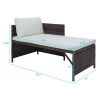 Outdoor 3pcs 1 Double Seat 1 Chaise Seat 1 Coffee Table Combination Sofa Rattan Sofa Set  XH(D0102HEY42Y)