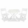 3 Piece Folding Bistro Set Plastic White(D0102HEJ2ZW)