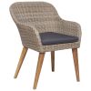 Outdoor Chairs with Cushions 2 pcs Poly Rattan Brown(D0102HEJQ4G)