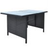 6 Piece Outdoor Dining Set with Cushions Poly Rattan Black(D0102HEJS3V)