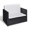 2 Piece Garden Lounge Set with Cushions Poly Rattan Black(D0102HEJI6U)