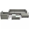 6 Piece Garden Lounge Set with Cushions Poly Rattan Gray(D0102HEJACU)