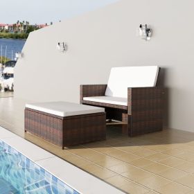 Garden Sofa Poly Rattan Brown(D0102HEJI6Y)