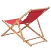 Folding Beach Chair Fabric and Wooden Frame Red(D0102HEJQXV)