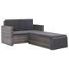2 Piece Garden Lounge Set with Cushions Poly Rattan Gray(D0102HEJLKW)