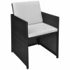 5 Piece Outdoor Dining Set with Cushions Poly Rattan Black(D0102HEJS0G)