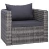 7 Piece Garden Sofa Set with Cushions & Pillows Poly Rattan Gray(D0102HEJQ4U)