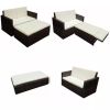 2 Piece Garden Lounge Set with Cushions Poly Rattan Brown(D0102HEJ9LY)