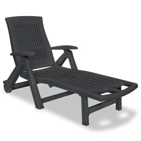 Sun Lounger with Footrest Plastic Anthracite(D0102HEJ2WW)