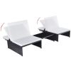 Sun Loungers 2 pcs with Table Poly Rattan Black(D0102HEJI6G)