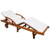 Sun Lounger with Cushion Solid Acacia Wood(D0102HEJSUA)