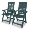 Reclining Garden Chairs 2 pcs Plastic Green(D0102HEJGJV)
