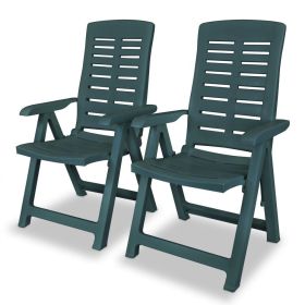 Reclining Garden Chairs 2 pcs Plastic Green(D0102HEJGJV)