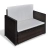 Garden Sofa Poly Rattan Brown(D0102HEJI6Y)
