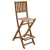 Folding Outdoor Bar Stools 2 pcs Solid Acacia Wood(D0102HEJ977)