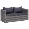 Garden Corner Sofas 2 pcs Gray Poly Rattan(D0102HEJQU7)