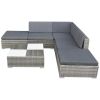 6 Piece Garden Lounge Set with Cushions Poly Rattan Gray(D0102HEJ98Y)