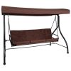 3-Seat Outdoor Steel Converting Patio Swing Canopy Hammock with Cushions / Outdoor Swing Bed(D0102HEG2GU)