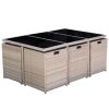 11 Piece Outdoor Dining Set with Cushions Poly Rattan Beige(D0102HEJSD7)
