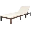 Sun Lounger with Cushion Poly Rattan Brown(D0102HEJ9NA)