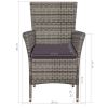 Outdoor Chair and Stool with Cushions Poly Rattan Gray(D0102HEJQLU)