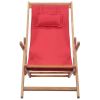 Folding Beach Chair Fabric and Wooden Frame Red(D0102HEJQHG)