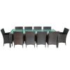 11 Piece Outdoor Dining Set with Cushions Poly Rattan Brown(D0102HEJSZU)