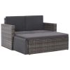 2 Piece Garden Lounge Set with Cushions Poly Rattan Gray(D0102HEJLKW)