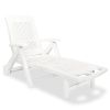 Sun Lounger with Footrest Plastic White(D0102HEJ2WA)