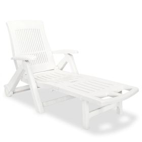 Sun Lounger with Footrest Plastic White(D0102HEJ2WA)