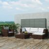 6 Piece Garden Lounge Set with Cushions Poly Rattan Brown(D0102HEJAVW)
