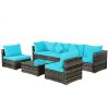 7 Pieces Rattan Sectional Sofa Set with Cushion for Patio Garden(D0102HHY1UX)