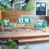 4 Pieces Patio Acacia Wood Thick Cushion Loveseat Sofa Set(D0102HP8X4V)