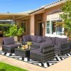 7 Pieces Rattan Sectional Sofa Set with Cushion for Patio Garden(D0102HHY1T8)