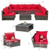 7 Pieces Rattan Sectional Sofa Set with Cushion for Patio Garden(D0102HHY14T)