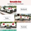 7 Pieces Rattan Sectional Sofa Set with Cushion for Patio Garden(D0102HHY1TJ)