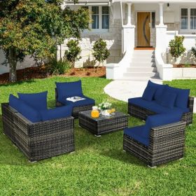 7 Pieces Rattan Sectional Sofa Set with Cushion for Patio Garden(D0102HHY1TP)