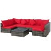 7 Pieces Rattan Sectional Sofa Set with Cushion for Patio Garden(D0102HHY14T)