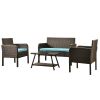U_Style 4 Piece Rattan Sofa Seating Group with Cushions, Outdoor Ratten sofa AL(D0102HEBPEW)