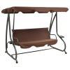 Outdoor Swing Bench with Canopy Coffee(D0102HETIVA)