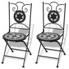 3 Piece Bistro Set Ceramic Tile Black and White(D0102HE0ZE7)