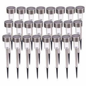 24pcs 5W High Brightness Solar Power LED Lawn Lamps with Lampshades White & Silver(D0102HHV2UG)