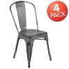 Commercial Grade 4 Pack Distressed Metal Indoor-Outdoor Stackable Chair(D0102HEI46G)