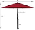 9Ft 3-Tiers Outdoor Patio Umbrella with Crank and tilt and Wind Vents for Garden Deck Backyard Pool Shade Outside Deck Swimming Pool RT(D0102HEBEWY)