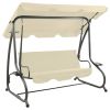 Outdoor Swing Bench with Canopy Sand White(D0102HETIJU)