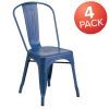 Commercial Grade 4 Pack Distressed Metal Indoor-Outdoor Stackable Chair(D0102HEI4CV)
